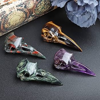 Amazon.com: LEADGEM Amethyst Crystal Raven Skull Figurine